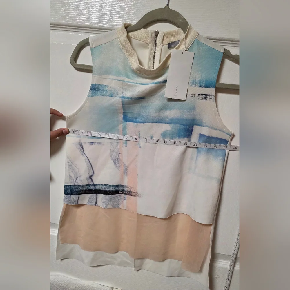 Zara W&B Collection Watercolor Layered Top - NWT - Talla M - Picture 3 of 11